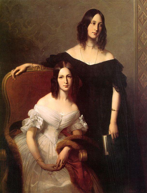 Louis-Edouard Dubufe Portrait of Two Sisters Sweden oil painting art